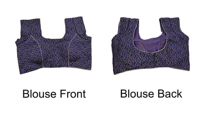 Indian New Blue & Golden Chanderi Woven Padded Blouse/Top/Crop Party wear Bollywood Blouse