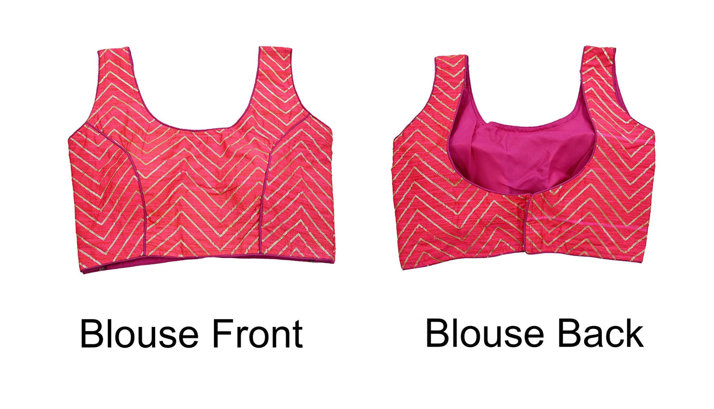 Indian New Pink Chanderi Embroidered sleeveless Padded Blouse/Top/Crop Party wear Bollywood Blouse