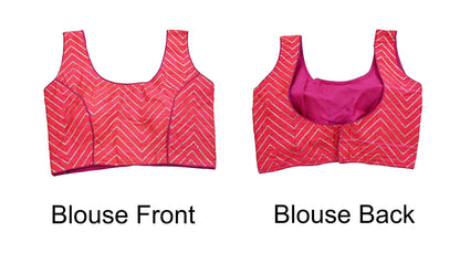 Indian New Pink Chanderi Embroidered sleeveless Padded Blouse/Top/Crop Party wear Bollywood Blouse