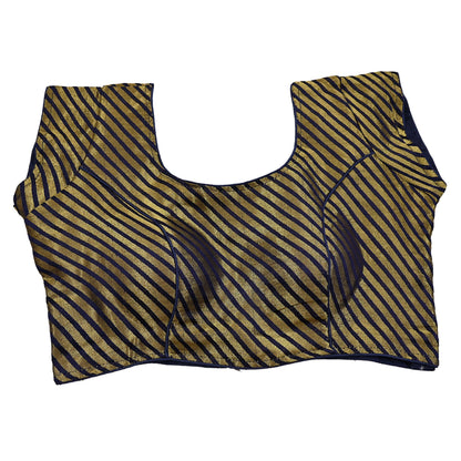 Indian New Blue & Golden Woven Brocade Padded Blouse/Top/Crop Party wear Bollywood Blouse