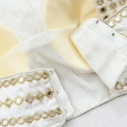 Indian New white Chanderi Embroidered sleeveless Padded Blouse/Top/Crop Party wear Bollywood Blouse
