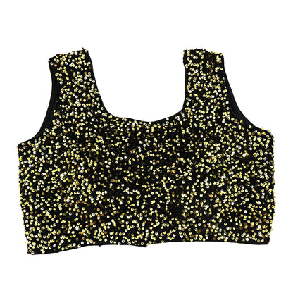 Indian New Black Velvet Embroidered sleeveless Padded Blouse/Top/Crop Party wear Bollywood Blouse