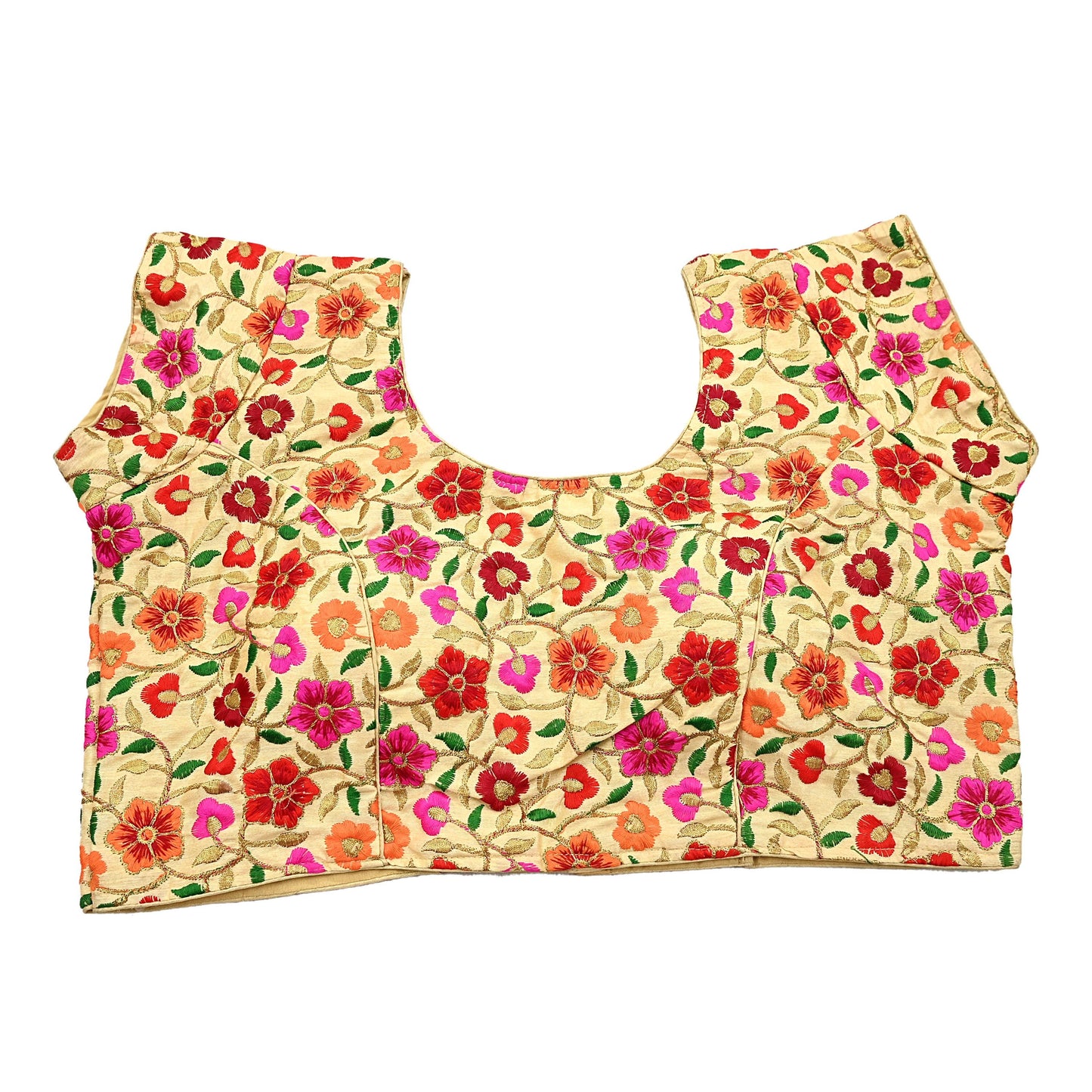 Indian New Baige Chanderi Hand Woven Padded Blouse/Top/Crop Party wear Bollywood Blouse