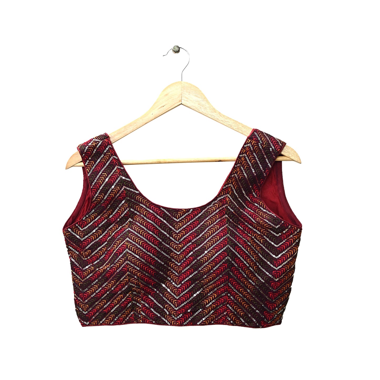 Indian New Maroon Georgette Embroidered sleeveless Padded Blouse/Top/Crop Party wear Bollywood Blouse