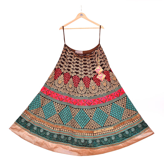 Manish Malhotra Brown Velvet Lehenga Skirt, Heavy Zardozi Dabka Embroidered Bridal Wear, Designer Indian Party Skirt, Couture Wedding Outfit