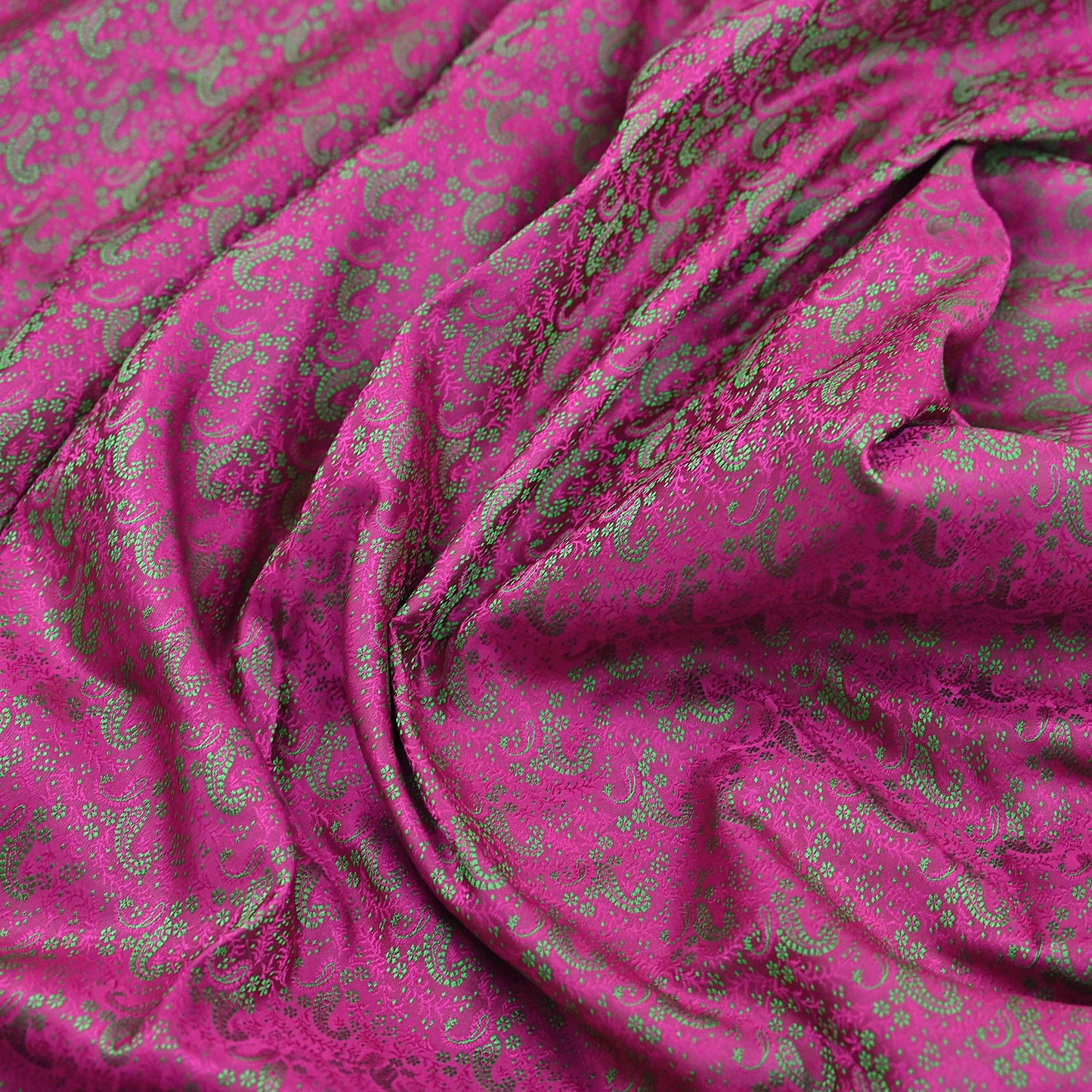 Vintage Purple & Green Banarasi Silk Saree Pure Satin Silk Handwoven Tanchoi Fabric with Floral Weave 5 Yard Dressmaking Craft Material