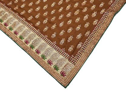 Indian Heavy Sari Brown Pure Georgette Silk Hand Embroidered Sarees Designer Sabyasachi 6Yd Sewing Ethnic Bollywood party wear saree