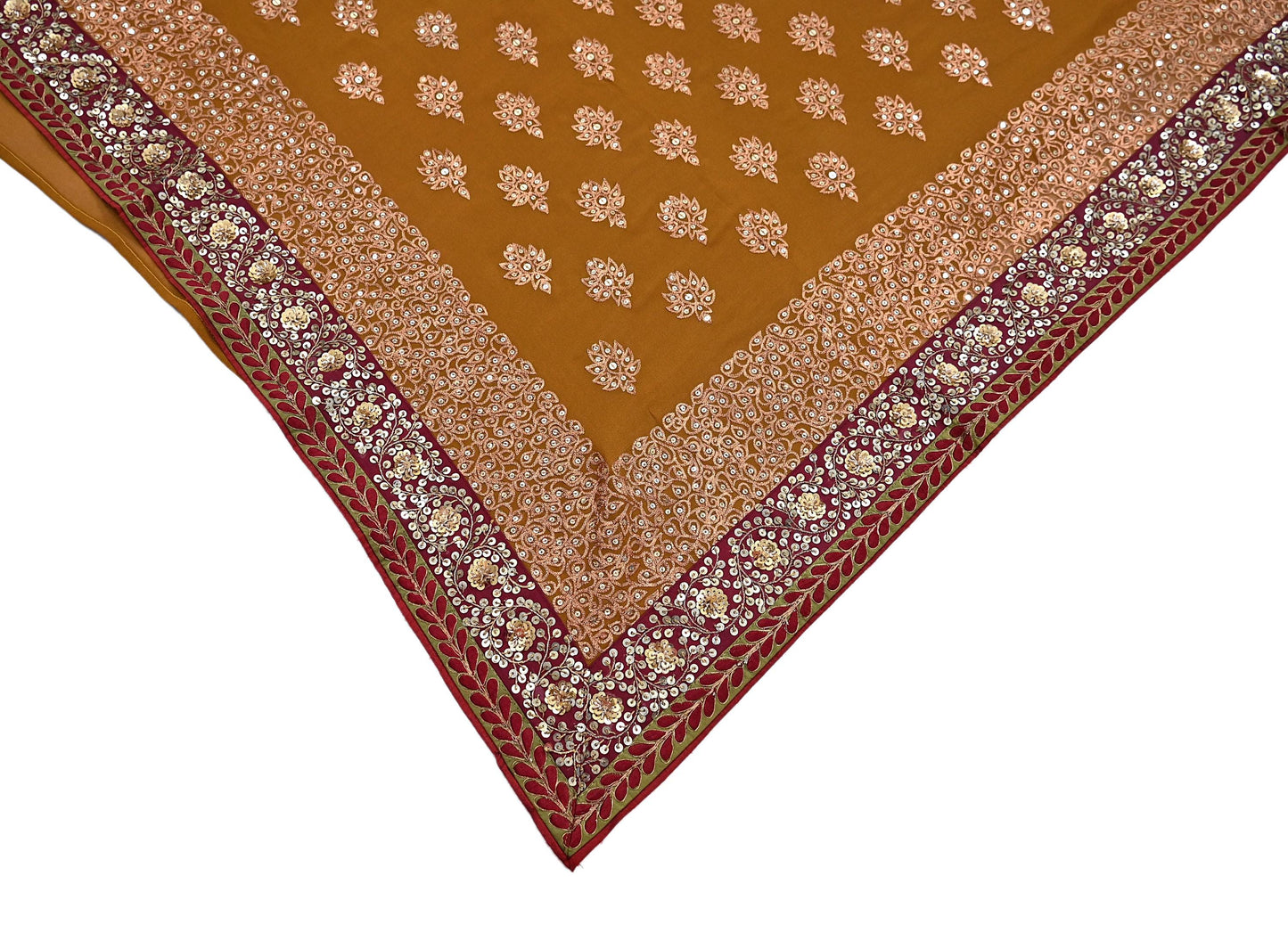 Indian Heavy Sari Saffron Pure Georgette Silk Hand Embroidered Sarees Designer Sabyasachi 6Yd Sewing Ethnic Bollywood party wear saree