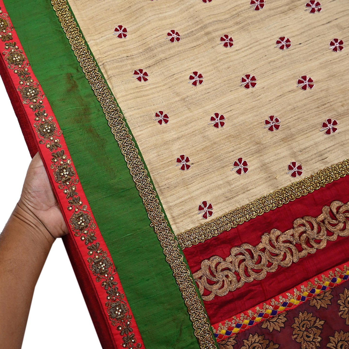 Indian Pre-owned Saree Pure Khadi Silk Hand Embroidered Banarasi Sabyasachi Designer Sari 6Yd Soft Ethnic Bollywood Party saree