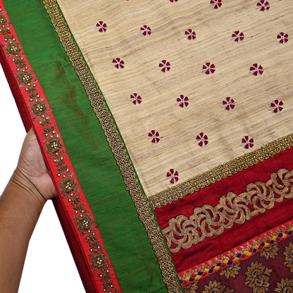 Indian Pre-owned Saree Pure Khadi Silk Hand Embroidered Banarasi Sabyasachi Designer Sari 6Yd Soft Ethnic Bollywood Party saree