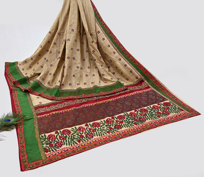 Indian Pre-owned Saree Pure Khadi Silk Hand Embroidered Banarasi Sabyasachi Designer Sari 6Yd Soft Ethnic Bollywood Party saree