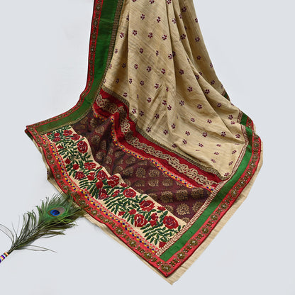 Indian Pre-owned Saree Pure Khadi Silk Hand Embroidered Banarasi Sabyasachi Designer Sari 6Yd Soft Ethnic Bollywood Party saree