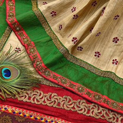 Indian Pre-owned Saree Pure Khadi Silk Hand Embroidered Banarasi Sabyasachi Designer Sari 6Yd Soft Ethnic Bollywood Party saree