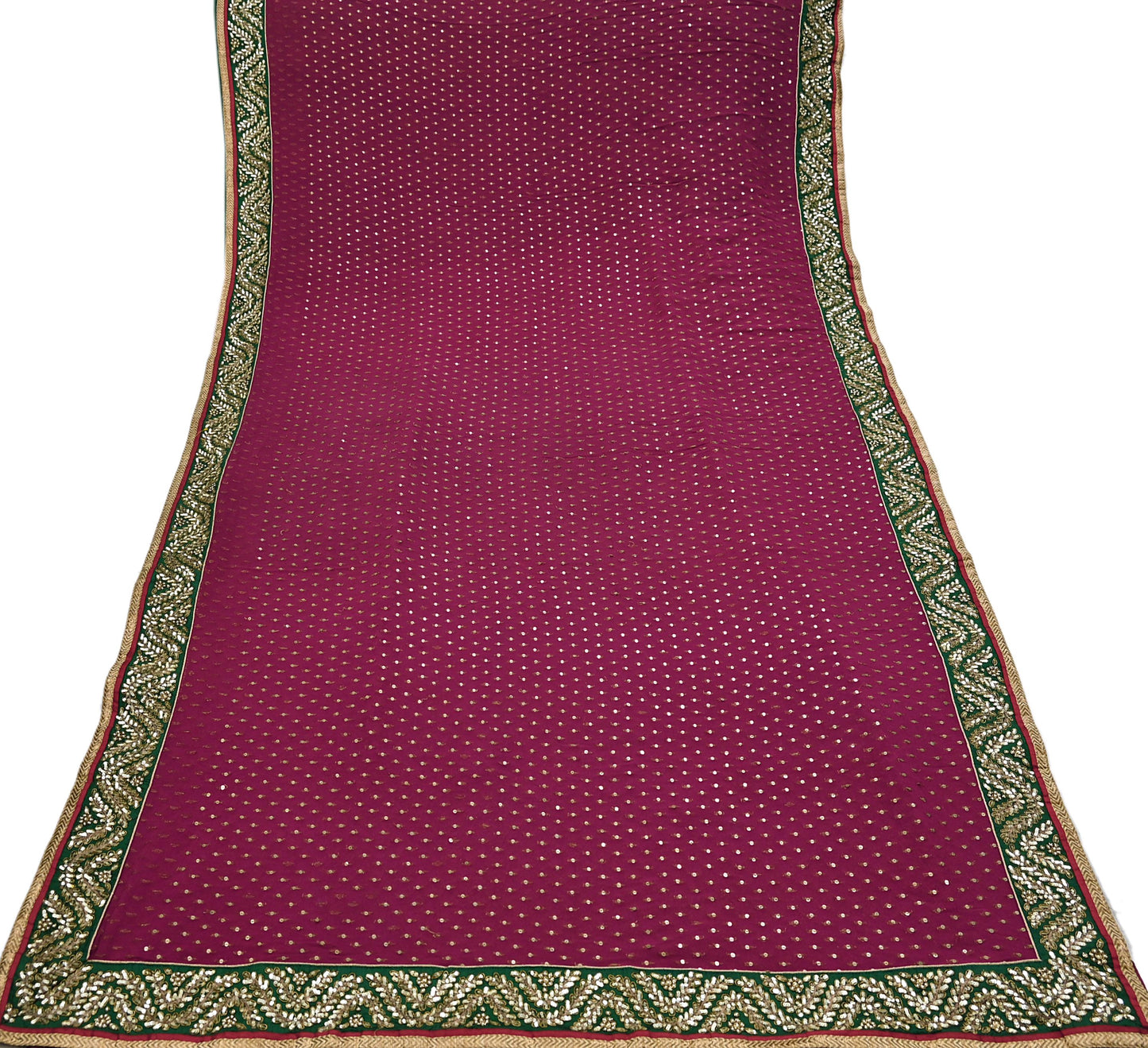 Indian Pre-Owned Sari Purple & Green pure georgette silk Hand Embroidered Designer Sabyasachi Lehenga Sarees Ethnic Wedding Sarees
