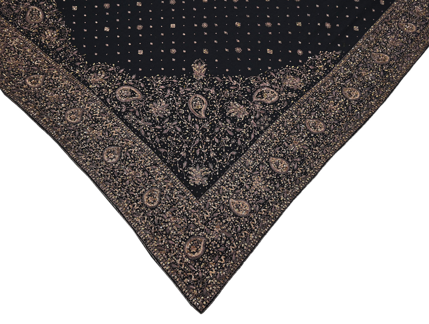 Indian Vintage Black Saree Pure Georgette Silk Pre-owned Hand Beaded Ritu Kumar Designer Sari Fabric 5Yd Soft Ethnic Bollywood Party sarees