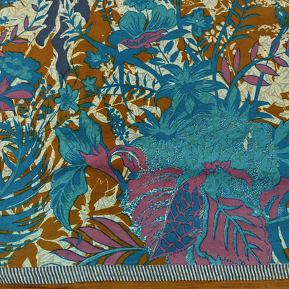 Indian Vintage Sari Ivory & Gray Pure Crepe Silk Printed Saree 5yard Sewing Quilting Floral Soft Craft Fabric Wrap