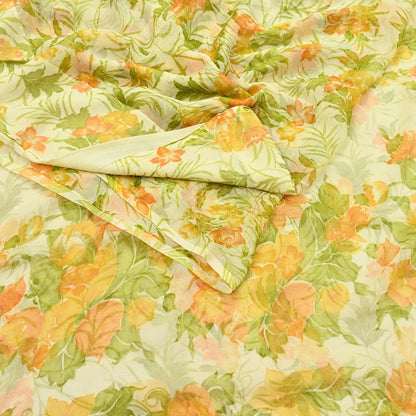 Vintage Saree Ivory Pure Chiffon Silk Printed Sari Craft Fabric Sewing 5Yard Soft quilting crafting dress making