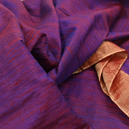 Indian Vintage Blue & Purple Saree Khadi Handloom Hand Embroidered Sari Craft Fabric 6yd Ethnic Fringes Dress making with blouse