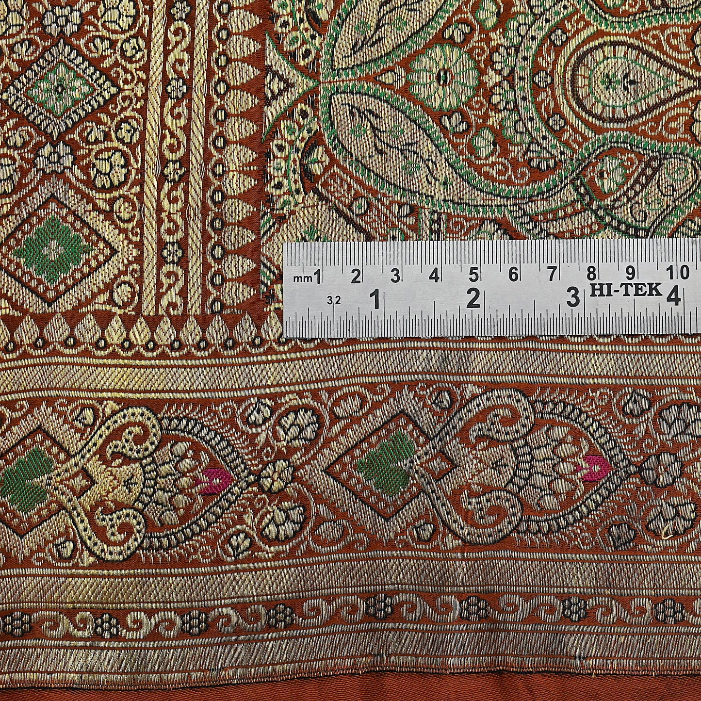 Vintage Rusty Orange Banarasi Silk Saree Pure Satin Silk Handwoven Tanchoi Fabric with Paisley Weave 5 Yard Dressmaking Craft Material