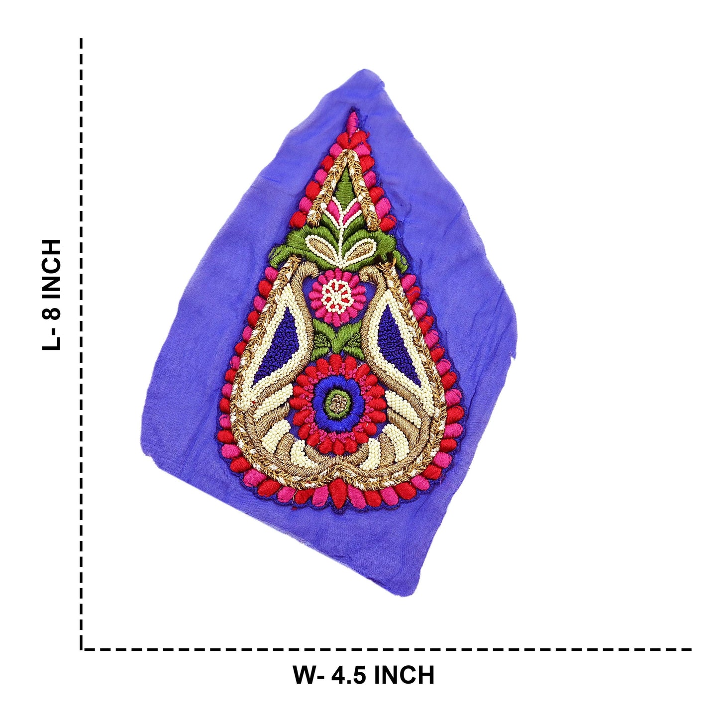 Indian Vintage Purple Georgette Appliques Set of 2 Hand-Embroidered Patches with Zardozi, Dabka ,for Craft Journals 8x4.5"