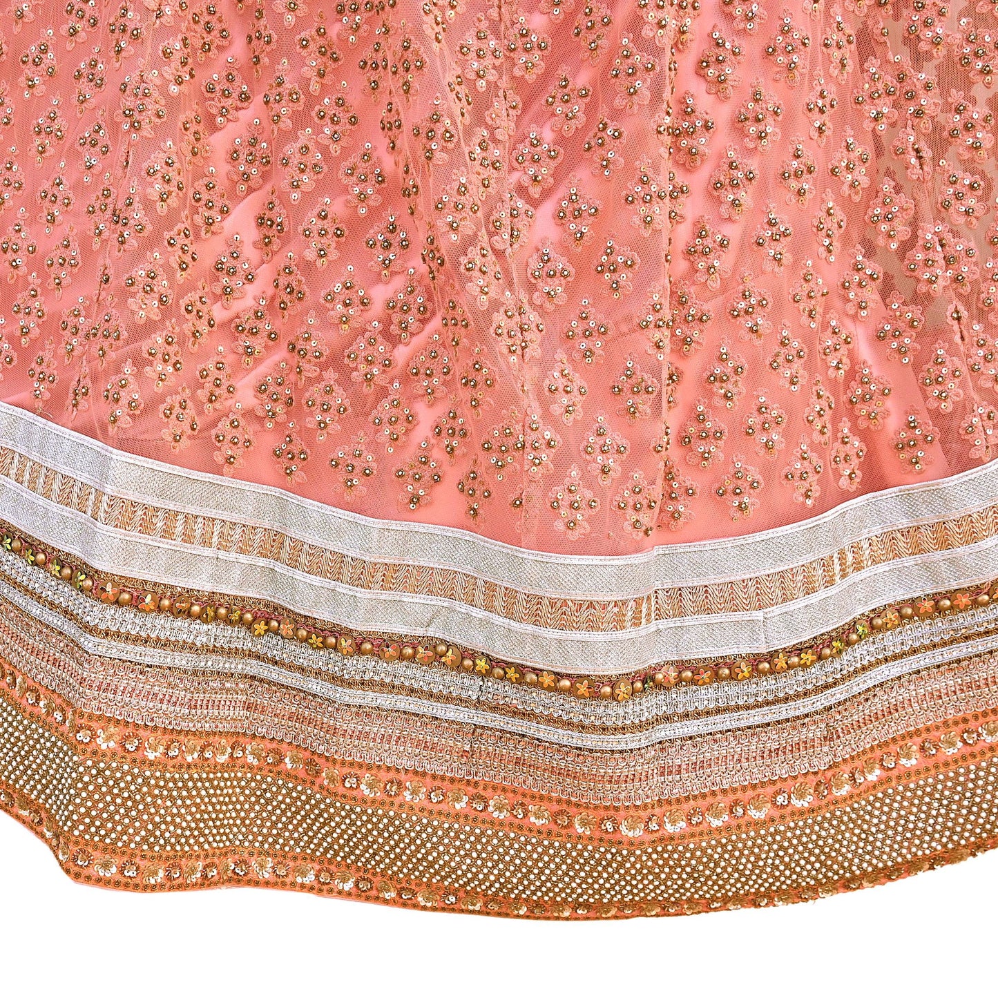 Vintage Peach Sabyasachi Lehenga Skirt Heavy Hand Embroidered Bridal Wear Net Zardozi Work Indian Wedding Outfit Designer Couture