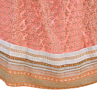 Vintage Peach Sabyasachi Lehenga Skirt Heavy Hand Embroidered Bridal Wear Net Zardozi Work Indian Wedding Outfit Designer Couture