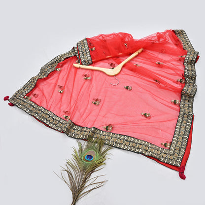 Indian Heavy Wedding Dupatta Red Net Long Stole Hand Embroidered By Designer Sabyasachi Scarves Zardozi Bridal Veil