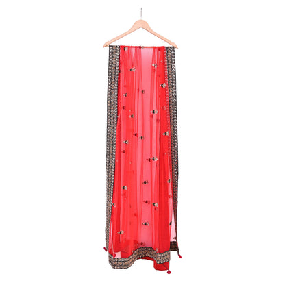 Indian Heavy Wedding Dupatta Red Net Long Stole Hand Embroidered By Designer Sabyasachi Scarves Zardozi Bridal Veil