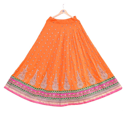 Indian Heavy Party Wear Orange Pure Silk Hand Embroidered Lehenga/Skirt Designer By Manish Malhotra Bridal Wear Zardozi/ Dabka