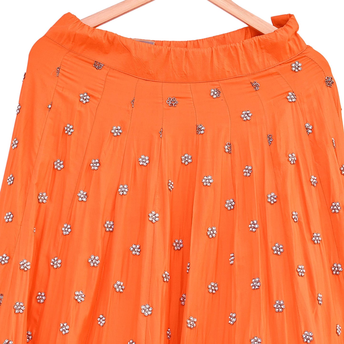Indian Heavy Party Wear Orange Pure Silk Hand Embroidered Lehenga/Skirt Designer By Manish Malhotra Bridal Wear Zardozi/ Dabka