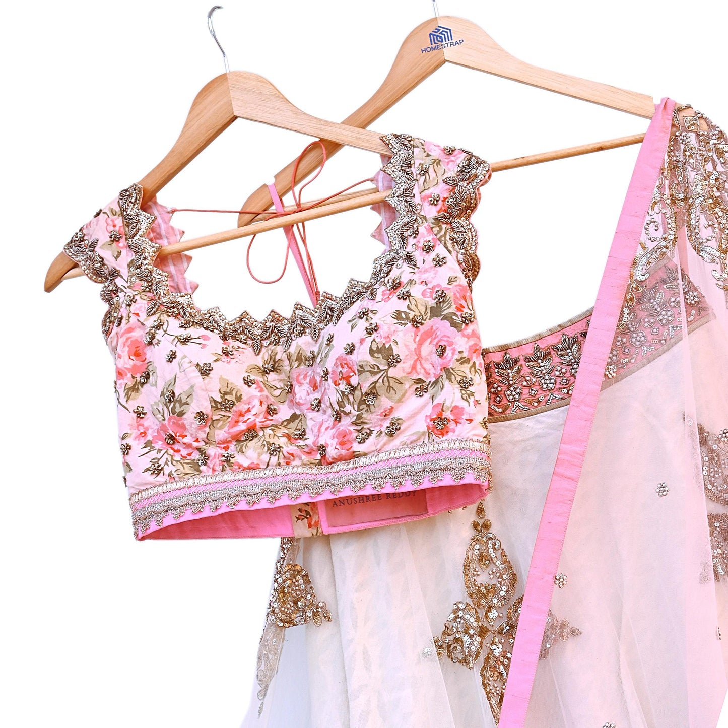 Anushree Reddy Pink White Net Lehenga Set Heavy Hand Embroidered Bridal Lehenga 3pcs Bollywood Wedding Wear Indian Outfit