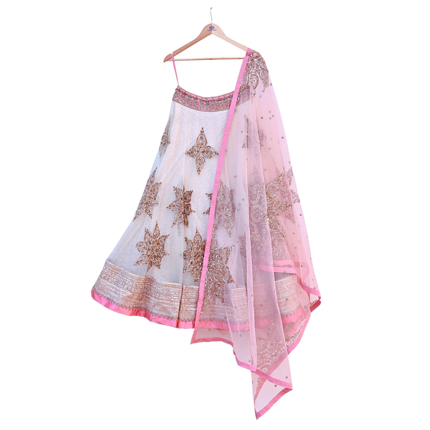 Anushree Reddy Pink White Net Lehenga Set Heavy Hand Embroidered Bridal Lehenga 3pcs Bollywood Wedding Wear Indian Outfit