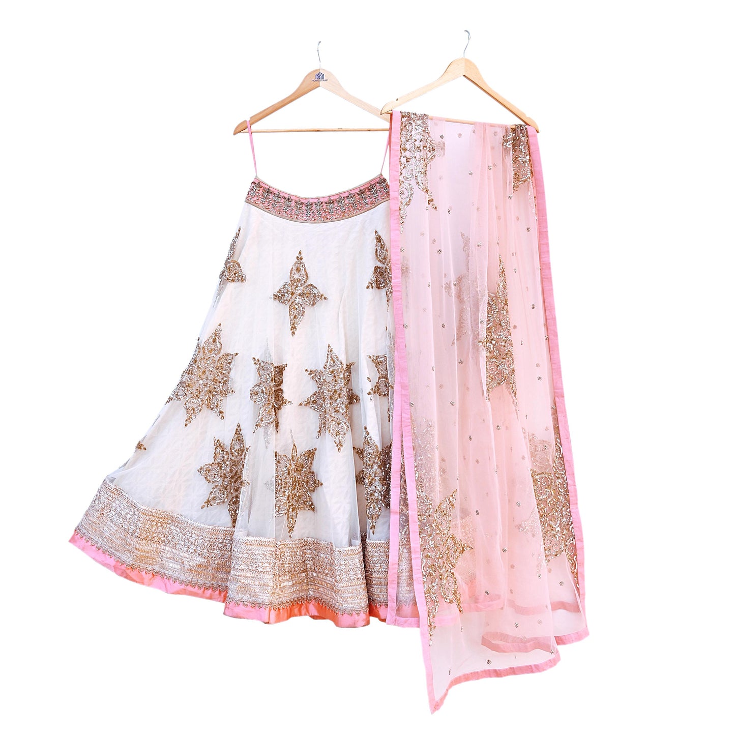 Anushree Reddy Pink White Net Lehenga Set Heavy Hand Embroidered Bridal Lehenga 3pcs Bollywood Wedding Wear Indian Outfit