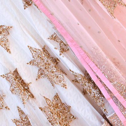 Anushree Reddy Pink White Net Lehenga Set Heavy Hand Embroidered Bridal Lehenga 3pcs Bollywood Wedding Wear Indian Outfit
