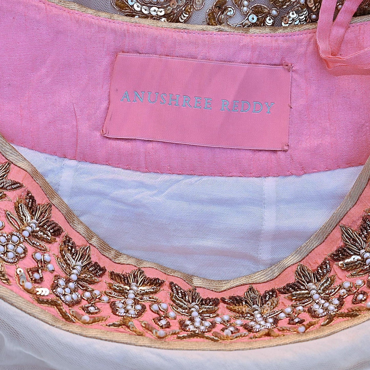 Anushree Reddy Pink White Net Lehenga Set Heavy Hand Embroidered Bridal Lehenga 3pcs Bollywood Wedding Wear Indian Outfit