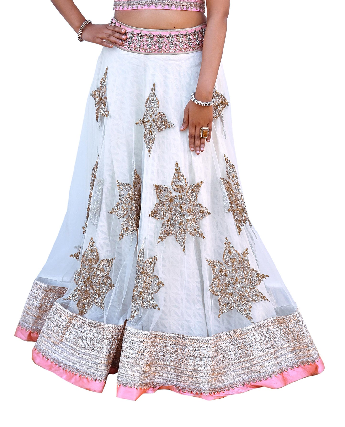 Anushree Reddy Pink White Net Lehenga Set Heavy Hand Embroidered Bridal Lehenga 3pcs Bollywood Wedding Wear Indian Outfit