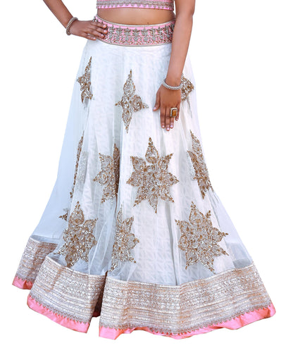 Anushree Reddy Pink White Net Lehenga Set Heavy Hand Embroidered Bridal Lehenga 3pcs Bollywood Wedding Wear Indian Outfit