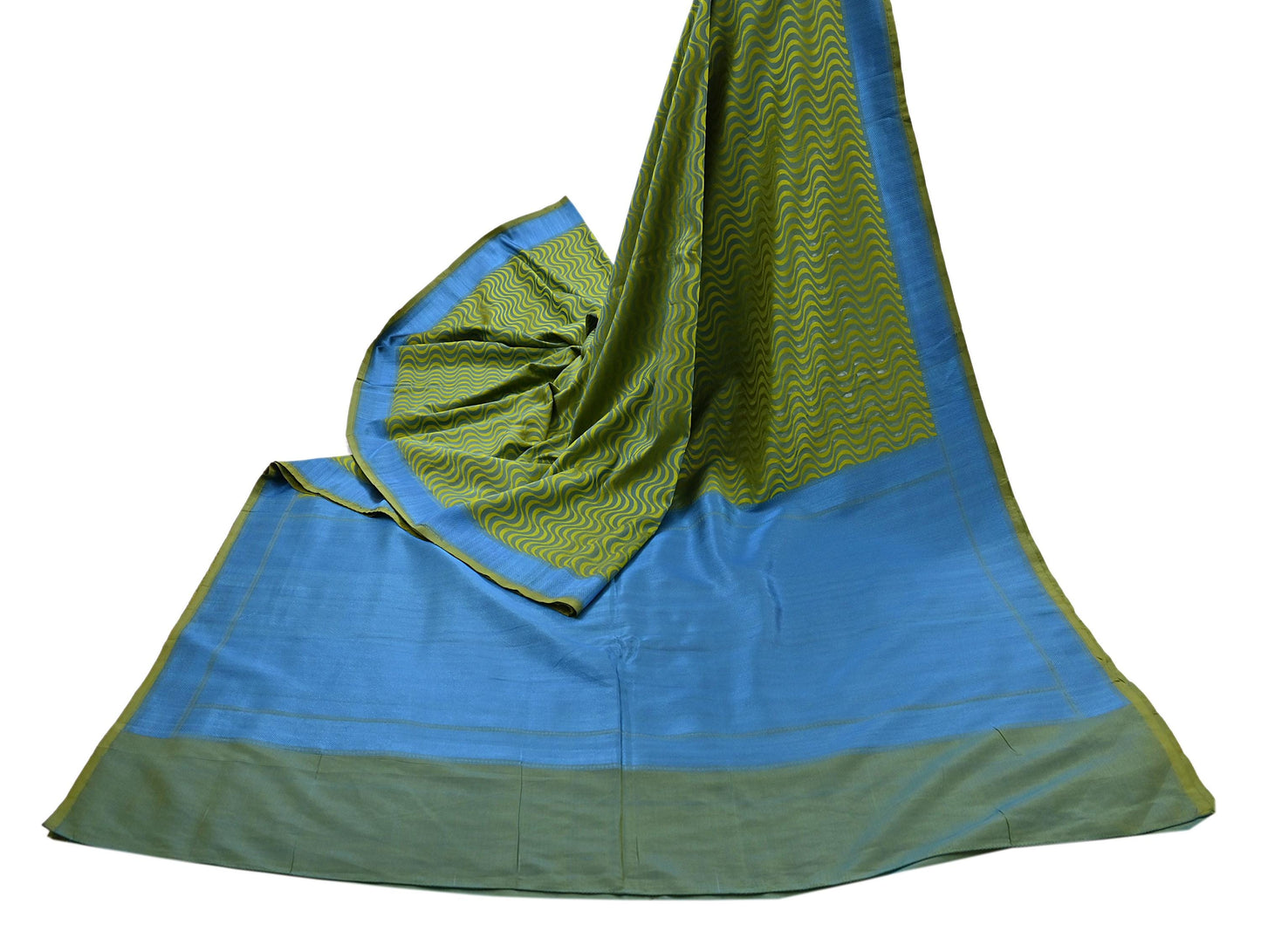 Indian Vintage Heavy Green & Blue Kanjivaram Saree 100% Pure Silk Zari 5Yd Floral Crafting Dress making Crafting Quilting Bollywood Saree