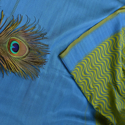 Indian Vintage Heavy Green & Blue Kanjivaram Saree 100% Pure Silk Zari 5Yd Floral Crafting Dress making Crafting Quilting Bollywood Saree