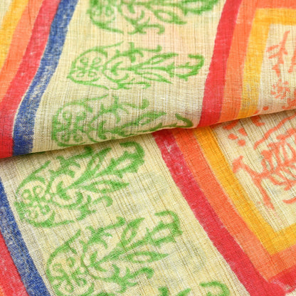 Indian Vintage Beige Dupatta 100% Pure Cotton Printed Long Stole Scarves Soft Veil Hijab Floral Design Boho Fabric For Dress