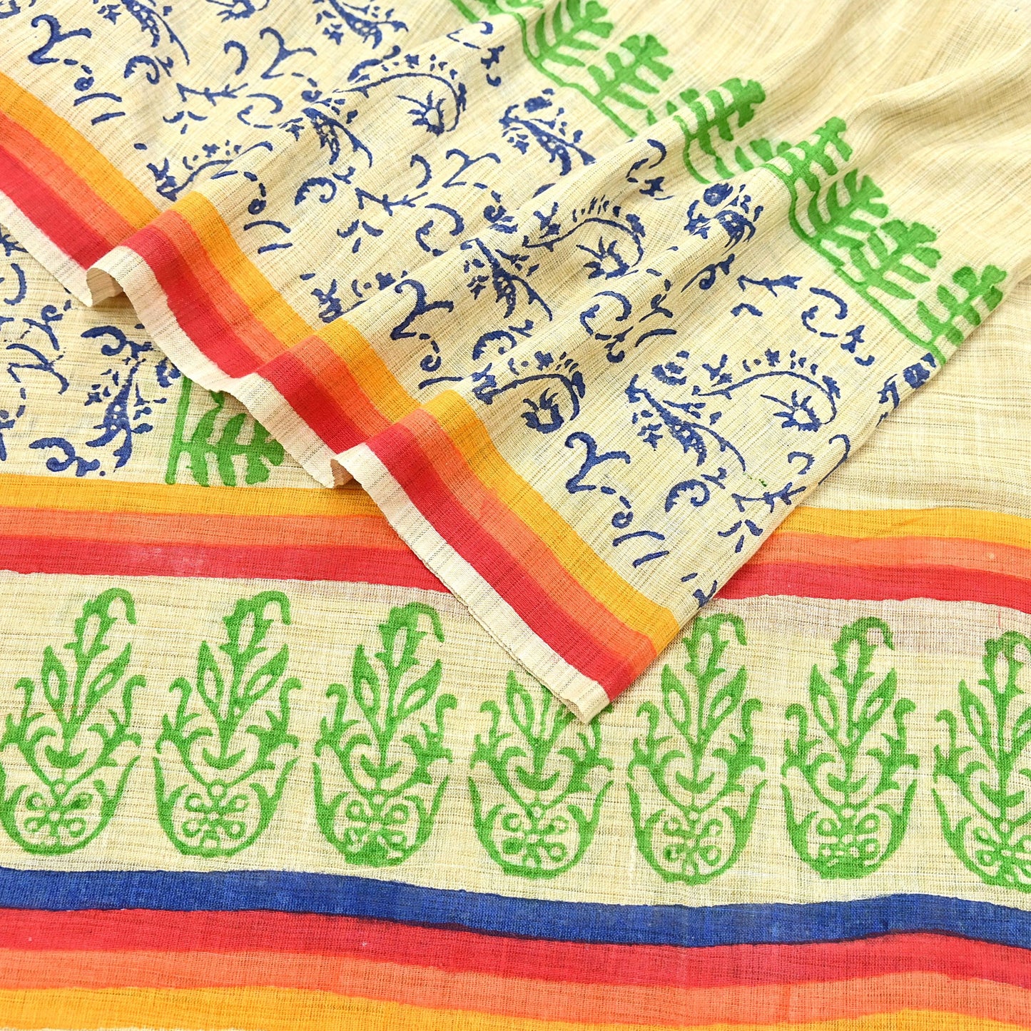 Indian Vintage Beige Dupatta 100% Pure Cotton Printed Long Stole Scarves Soft Veil Hijab Floral Design Boho Fabric For Dress