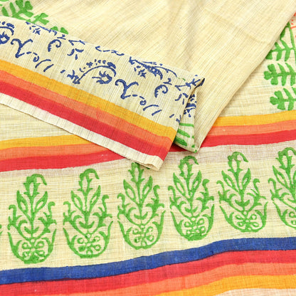 Indian Vintage Beige Dupatta 100% Pure Cotton Printed Long Stole Scarves Soft Veil Hijab Floral Design Boho Fabric For Dress