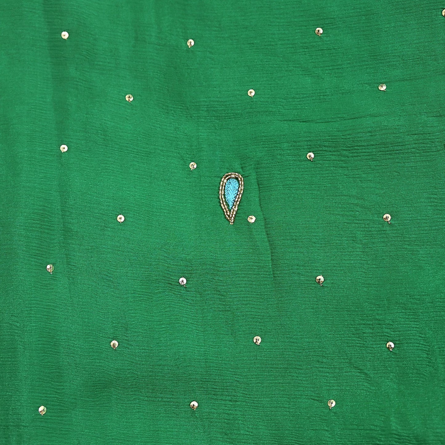 Indian Vintage Green Dupatta Pure Silk Long Stole Hand Embroidered Scarves Floral Design Stole Veil Wrap Sequins