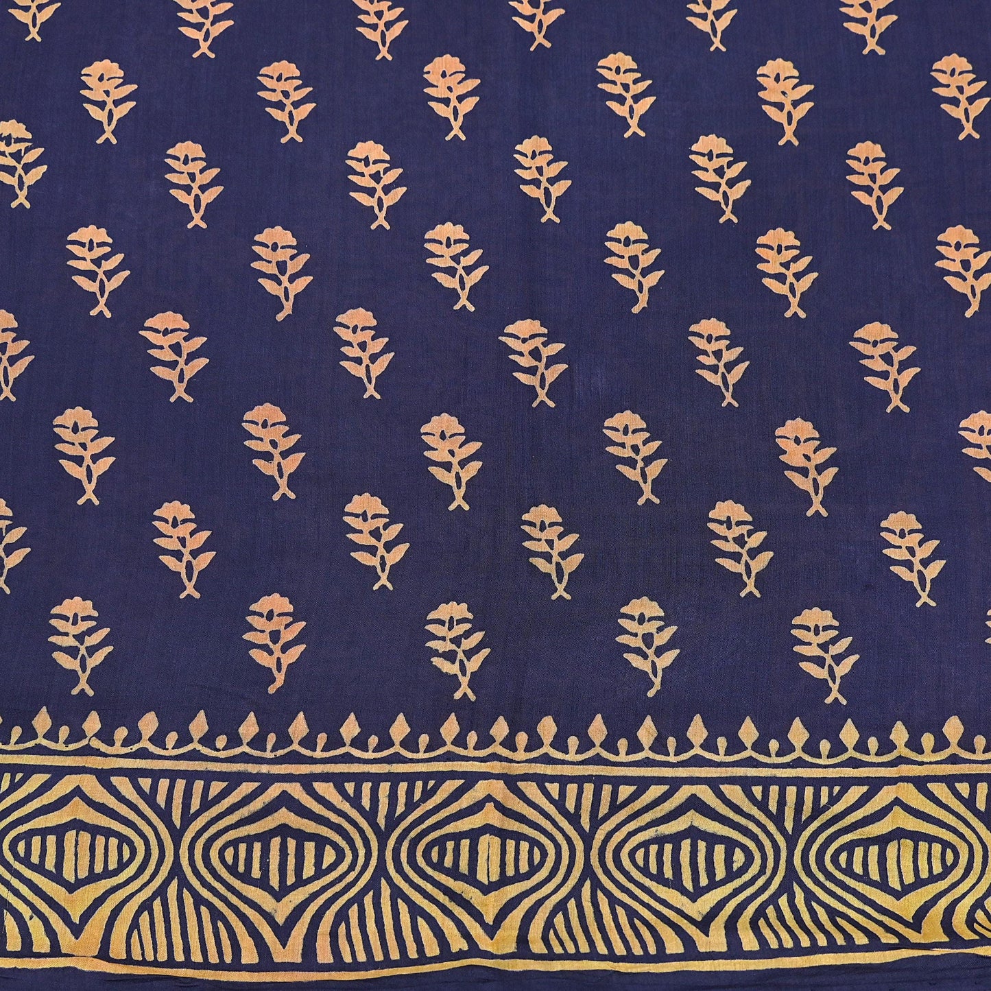 Indian Vintage Sari Blue Pure Chanderi Cotton Hand Block Printed Sarees 5Yd Craft Fabric Soft Sewing Sarong Dress Making Quilting