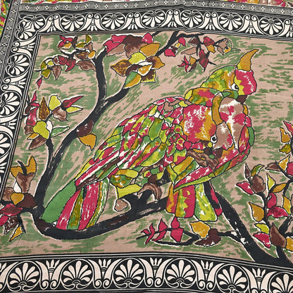 Indian Vintage Multi Saree Pure Satin Silk Premium Printed Sari Craft Fabric 6yd Sewing Abstract Soft Dress Making For Crafting Quilting