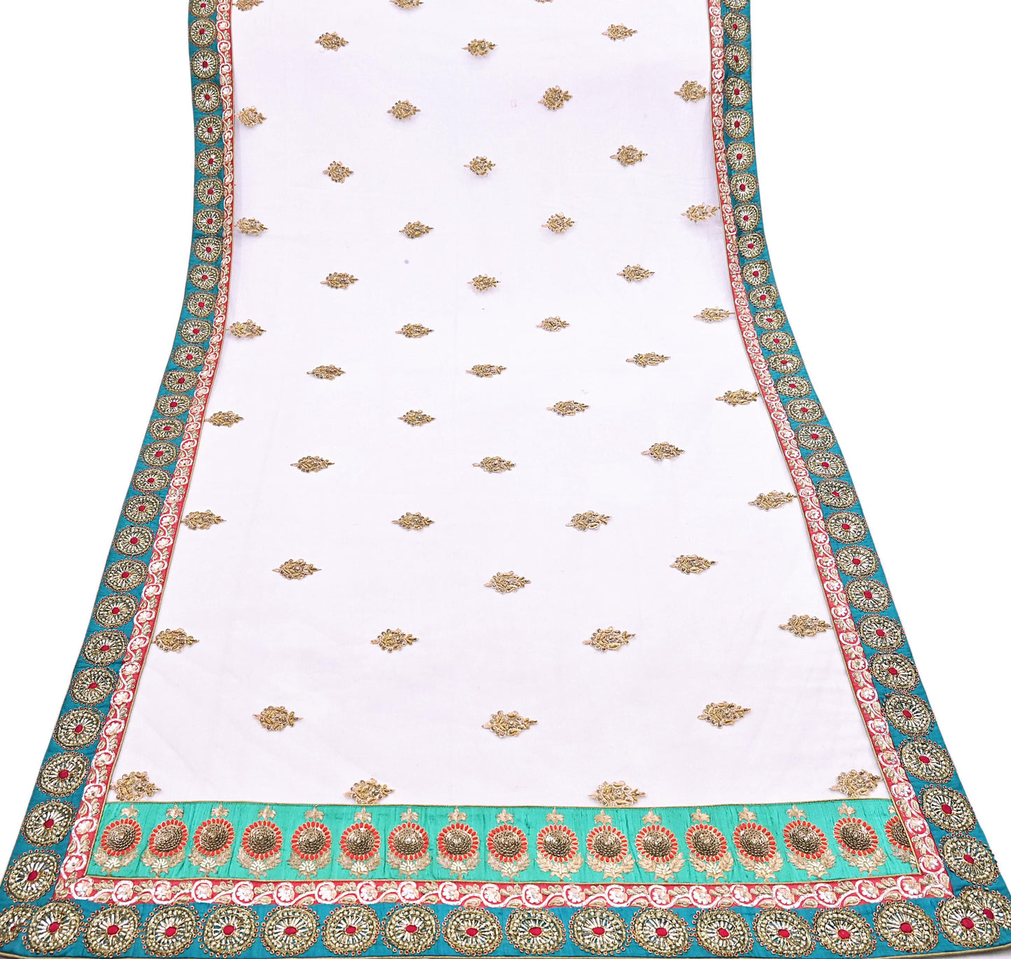 Indian Heavy Wedding Dupatta white Net Long Stole Hand Embroidered By Designer Sabyasachi Scarves Zardozi Bridal Veil