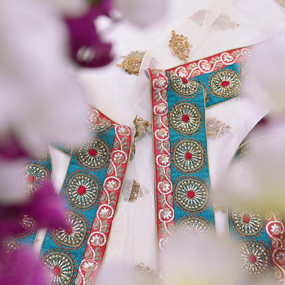 Indian Heavy Wedding Dupatta white Net Long Stole Hand Embroidered By Designer Sabyasachi Scarves Zardozi Bridal Veil