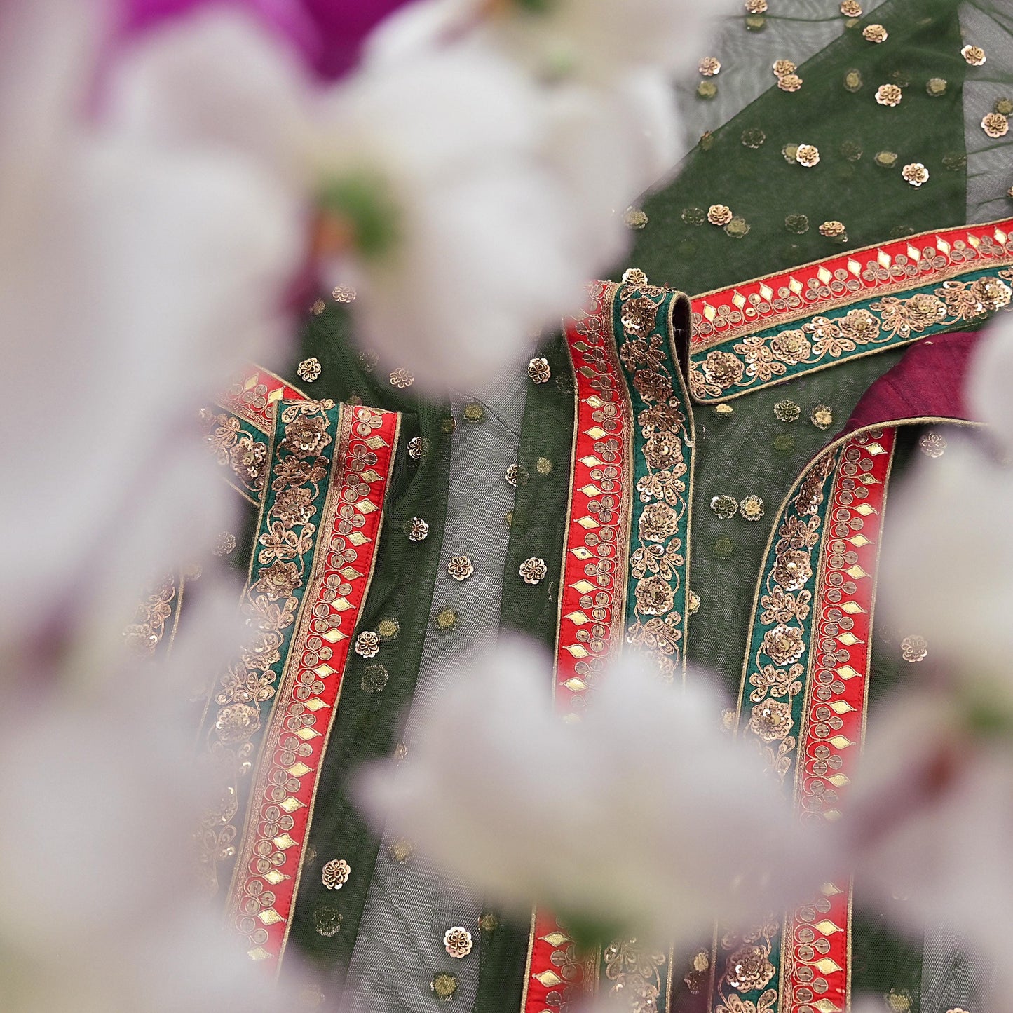 Indian Heavy Wedding Dupatta green Net Long Stole Hand Embroidered By Designer Sabyasachi Scarves Zardozi Bridal Veil