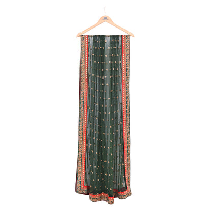 Indian Heavy Wedding Dupatta green Net Long Stole Hand Embroidered By Designer Sabyasachi Scarves Zardozi Bridal Veil