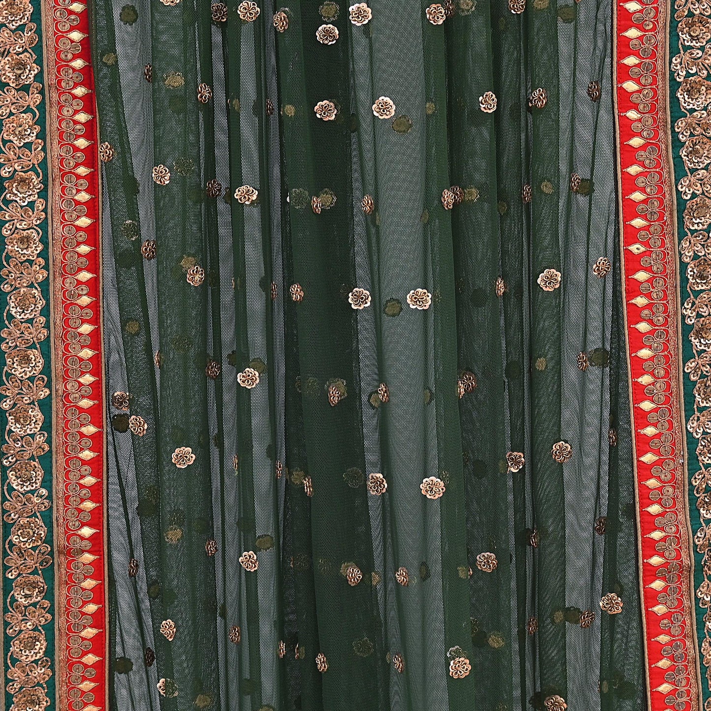 Indian Heavy Wedding Dupatta green Net Long Stole Hand Embroidered By Designer Sabyasachi Scarves Zardozi Bridal Veil
